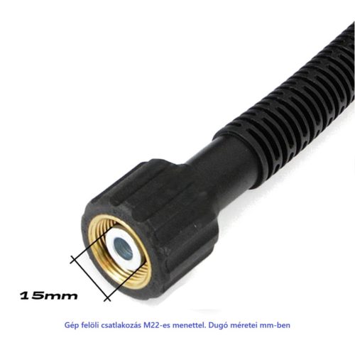 Basic magasnyomású tömlő 25 méter Lavor STM, Wave, Skipper magasnyomású mosókhoz M22 menet (15 mm-es dugóval) és Click gyorscsatlakozóval