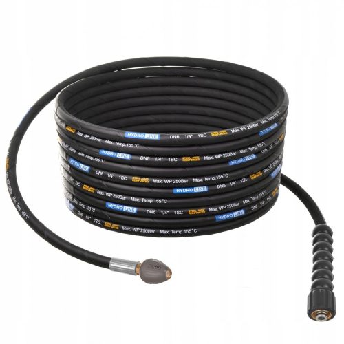 25m DN6 MAX 150BAR Csatornatisztító Tömlő Forgó Turbofúvóka Karcher HD HDS és Kranzle Mosóhoz