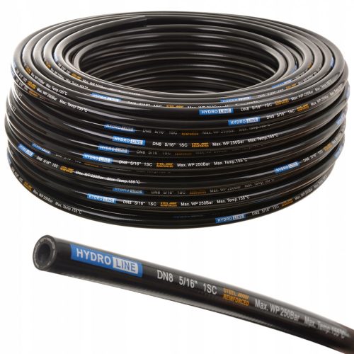 Smooth magasnyomású hidraulikus tömlő DN8, 1SC, 5/16", 250 bar – Acélfonatos erősítés (méterre vásárolható)