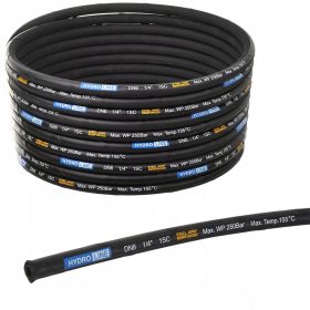   Méretre vágható 1/4" HYDROLINE magasnyomású tömlő DN6 1SC 250BAR 155°C-hez - acél fonatos erősítéssel