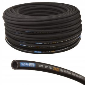   Méretre vágható HydroLine magasnyomású hidraulikus tömlő DN10, 1SC, 3/8", 250 bar – Acélfonatos erősítés (méterre vásárolható)