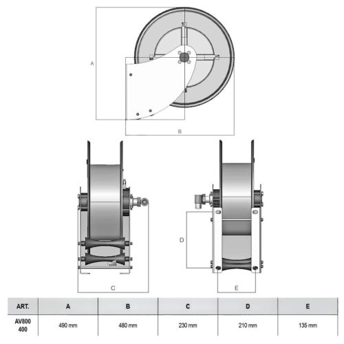RAMEX AV 800 400 FE automata tömlődob 15 m-es magasnyomású tömlőkhöz - 1/2" csatlakozóval - porszórt acél