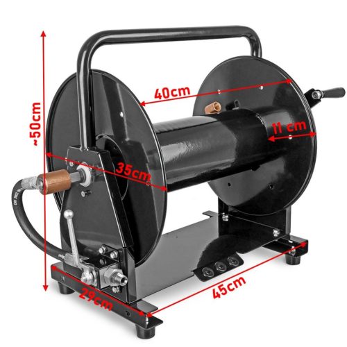 Kézi tömlődob 3/8"F - 3/8"M menettel, Karcher, Kranzle, Wap, Nilfisk magasnyomású mosókhoz - akár 90 méter tömlőhöz (max. 250 bar, 60°C)