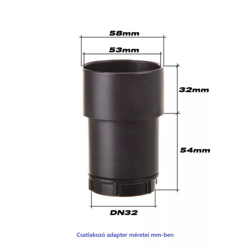 Gégecső adapter DN32 porszívó csövekhez 58 mm-es külső átmérővel - forgócsuklós