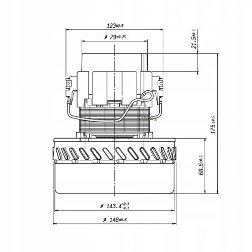 Univerzális szívómotor Makita, Bosch Gas, Festo, Starmix és Philips Triathlon ipari porszívókhoz 1400W, 175 mm
