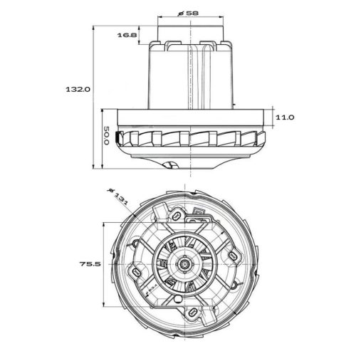 Szívómotor, turbina Karcher NT és Bosch GAS 35 sorozatú porszívókhoz (6.490-245.0 cikkszám kiváltására) 1600 W