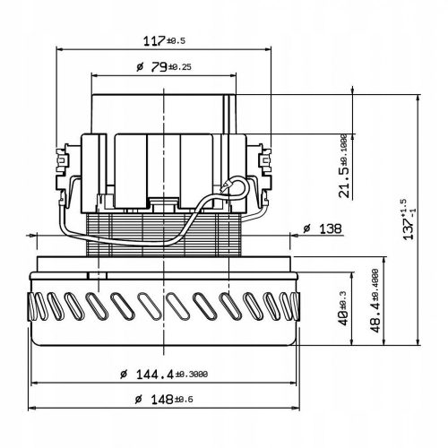 Eredeti AMETEK turbina, elszívó motor 1200W-os, Karcher, Makita és Nilfisk porszívókhoz