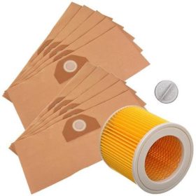   10 db porzsák és 1 db megerősített szűrő KARCHER MV3/WD3/200/SE4001/SE4002 Porszívóhoz 