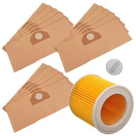   Papír Szűrő és Zsákok Karcher MV3, WD3, 200, SE4001, SE4002, WD 3.200 Porszívóhoz - 15 Darab