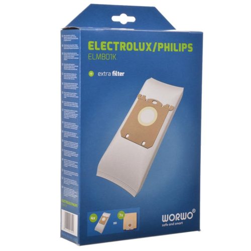 4x porzsák ELECTROLUX PHILIPS AEG S-bag Classic Performance ELMB01K, E201SM (UltraSilencer, Ergospace, Ergoclassic, Oxygen Plus, Jetmaxx, Ultra One, Viva Control, Accelerator, CLario) porszívókhoz