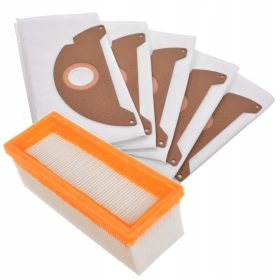   Légszűrő + 5 porzsák Karcher A 2501 SE 3001 SE 5.100 porszívókhoz (6.904-322.0, 6.414-498.0 cikkszámok kiváltására)