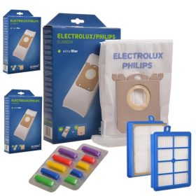   12x porzsák + szűrő + illatanyag ELECTROLUX PHILIPS AEG S-bag Classic Performance ELMB01K, E201SM (UltraSilencer, Ergospace, Ergoclassic, Oxygen Plus, Jetmaxx, Ultra One, Viva Control, Accelerator, CLario) porszívókhoz