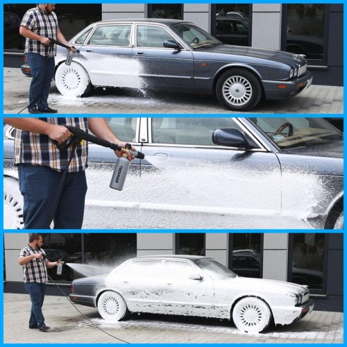 FoamPro habosító Karcher HD HDS magasnyomású mosókhoz, M22x1.5 ServoPress kompatibilis hosszú anyával, 1 literes tartállyal