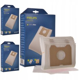   12x szintetikus mikroszálas porzsák + 3 motorvédő szűrő Philips Triathlon 1400, Triathlon 2000, Athena és Duathlon porszívókhoz (PMB01K)