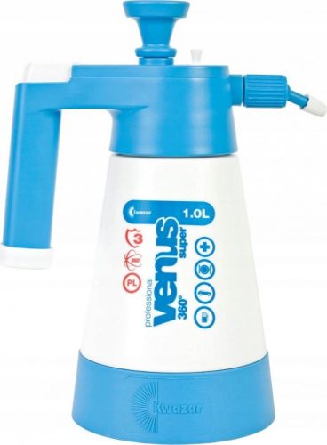 KWAZAR VENUS Super PRO+ Kézi Permetező, 1 Liter, Állítható Permetezési Szög, Kémiailag Ellenálló Műanyag Tartály