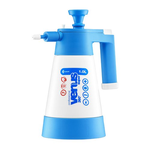 KWAZAR VENUS Super PRO+ Kézi Permetező, 1 Liter, Állítható Permetezési Szög, Kémiailag Ellenálló Műanyag Tartály