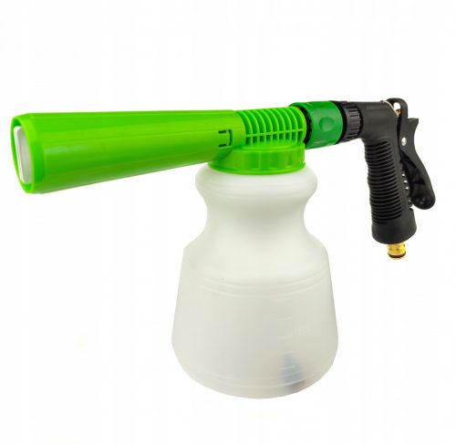 Alacsony nyomású habosító és permetező pisztoly, 900 ml tartállyal, kerti tömlő csatlakozóval (hagyományos csapról üzemeltethető)