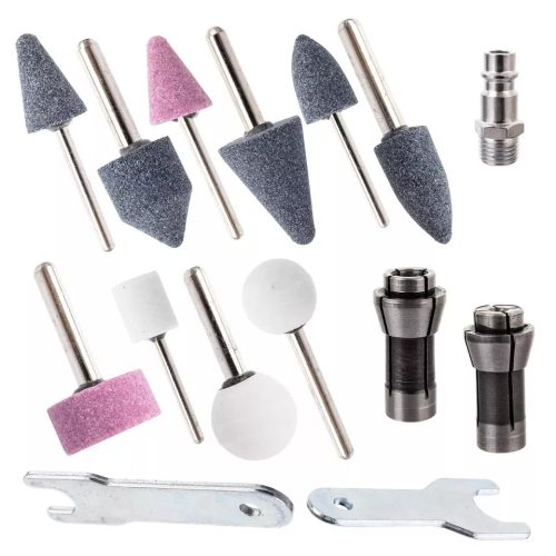 Egyenes szárú pneumatikus csíszoló készlet kofferben 3 és 6 mm-es befogó pofával Technic AT-7032BK