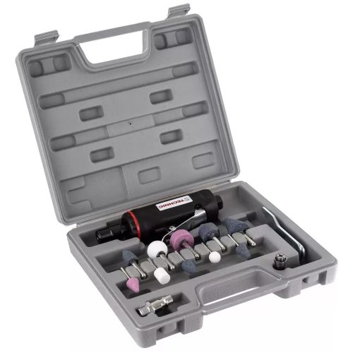 Egyenes szárú pneumatikus csíszoló készlet kofferben 3 és 6 mm-es befogó pofával Technic AT-7032BK