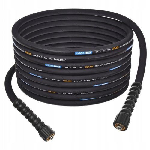 15 méteres Premium hőálló magasnyomású tömlő Karcher HD, HDS és KRANZLE mosókhoz  M22 - M22 csatlakozással DN10, 250Bar, 155°C