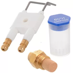   Gyújtóelektróda + Danfoss üzemanyag-fúvóka, 1,35 méretű H 60° Karcher HDS mosókhoz (6.415-682.0 / 6.415-001.0 / 6.415-595.0)