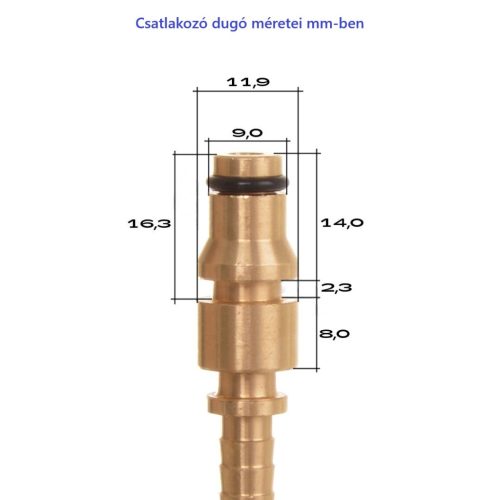 9 mm-es csatlakozó dugó, tömlőszerelvény Bosch és Black&Decker magasnyomású mosókhoz DN6 magasnyomsású tömlőkhöz - 1 db