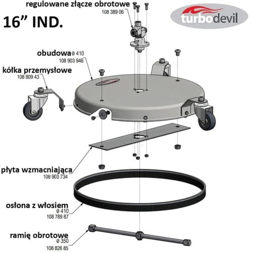 Mosmatic R+M TurboDevil 16" (41 cm) ipari térkőtisztító kefe (275 bar, 120 °C, INOX)