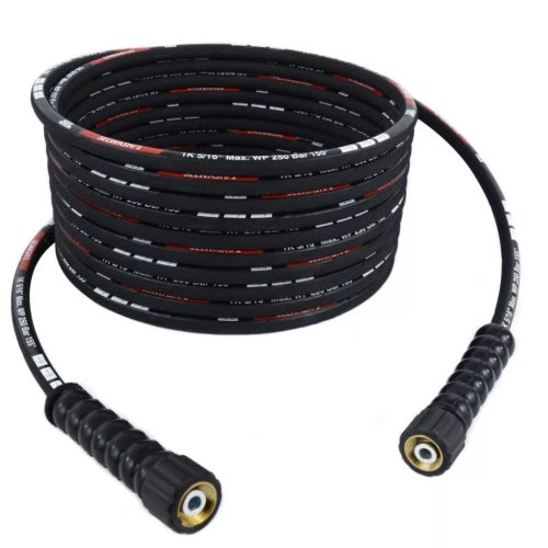 DN8 Selwash Black 30 méteres magasnyomású tömlő egyszeres acélfonattal, Karcher HD/HDS és Kranzle nagy teljesítményű mosókhoz 250Bar