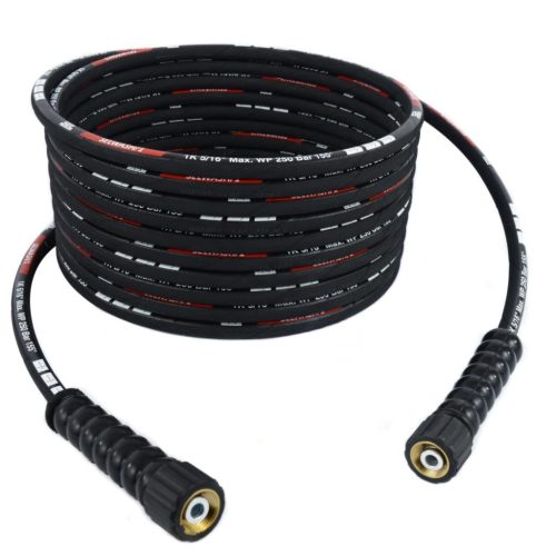 DN8 Selwash Black 45 méteres magasnyomású tömlő egyszeres acélfonattal, Karcher HD/HDS és Kranzle nagy teljesítményű mosókhoz 250Bar