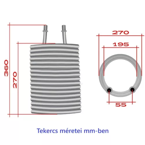 Prémium helyettesítő fűtőtekercs / fűtőspirál Kärcher HDS 500 C, 500 CI, 5/13 U mosókhoz (12 menet)