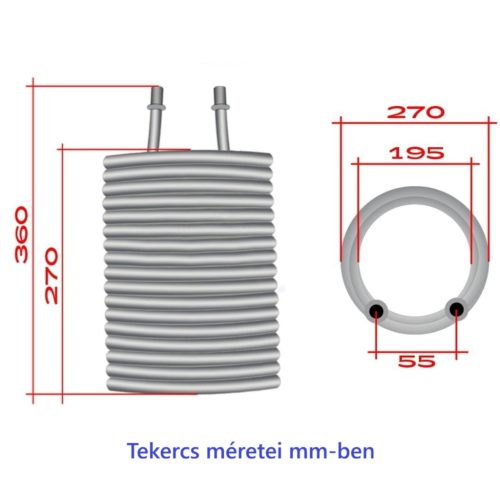 12 menetes fűtőspirál (fűtőtekercs) Karcher HDS 500c 500CI 5/13U magasnyomású mosókhoz 2 x M22x1,5 mm csatlakozással