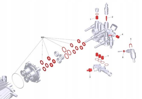 Szivattyújavító készlet KARCHER  HDS 2000, 1195, 1295, 995 magasnyomású mosóhoz (2.883-302.0) 22 mm-es dugattyúhoz