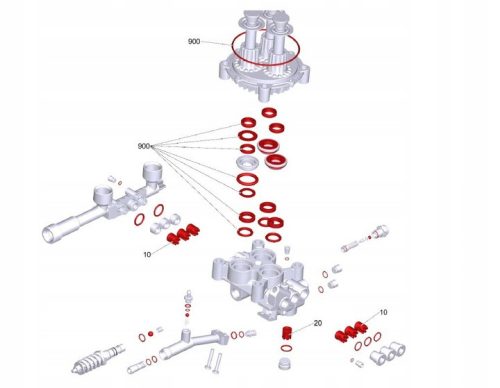 Javítókészlet szivattyúfejhez Karcher HD 10/21, 10/23, 10/25 magasnyomású mosókhoz (2.883-902.0) 20 mm-es dugattyúhoz