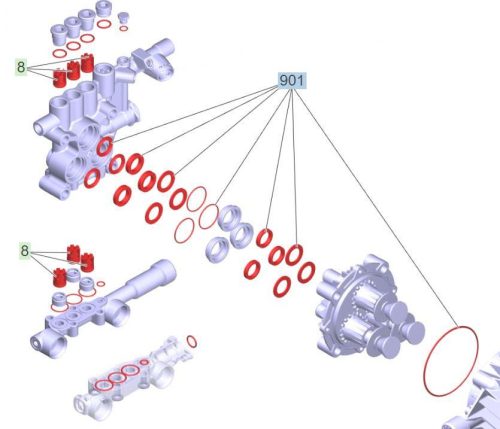 Eredeti Kärcher szivattyúfej javítókészlet (szelepek + 20 mm tömítések) HD 9/20-4M mosókhoz (4.100-872.0)