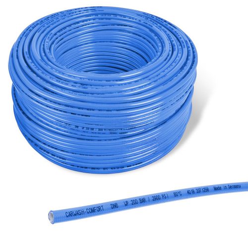 Nylon Bevonatú Nagynyomású Tömlő 1/4" DN6 R+M CarWash Comfort, Max. 200 bar, Kék