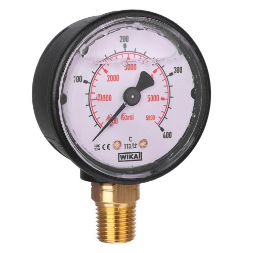 WIKA Glicerinű Manométer, 1/4" Alsó Csatlakozású, 0-400 bar, 50 mm Átmérőjű Számlap