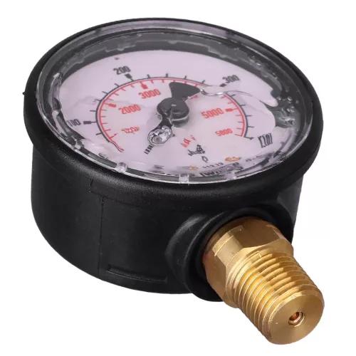 WIKA Glicerinű Manométer, 1/4" Alsó Csatlakozású, 0-400 bar, 50 mm Átmérőjű Számlap