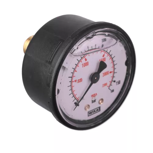 WIKA glicerines nyomásmérő 0–160 bar – 50 mm – 1/4" menet, hátsó rögzítás