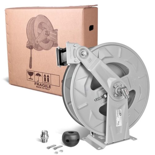 RAMEX HR 1000 400 FE automata tömlődob 15 m-es magasnyomású tömlőkhöz - 1/2" csatlakozással - porszórt acél