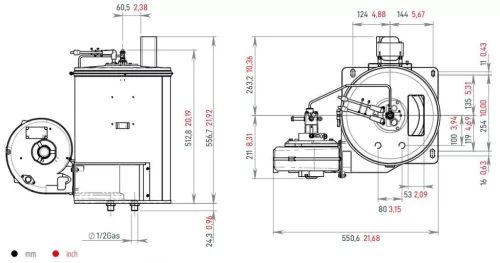 Eredeti Mazzoni beépíthető fűtőkazán / vízmelegítő modul vezérlés és tartály nélkül (15 l/perc, 250 bar, 58 kW)