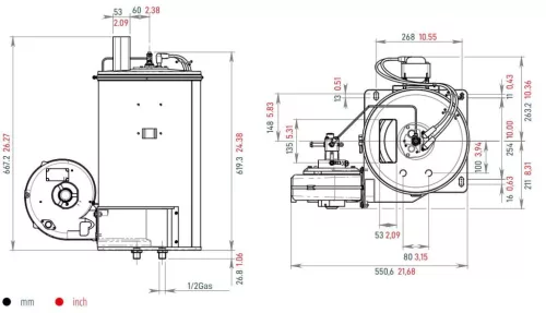 Eredeti Mazzoni beépíthető fűtőkazán / vízmelegítő modul vezérlés és tartály nélkül (25 l/perc, 350 bar, 105 kW, 1/2" menet)