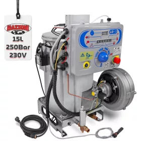   Eredeti Mazzoni beépíthető fűtőkazán / vízmelegítő modul vezérlőpanellel (15 l/perc, 250 bar, 53,3 kW, M22x1,5 menet)