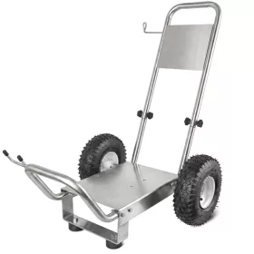   Univerzális INOX rozsdamentes szállítókocsi / alváz magasnyomású mosók építéséhez (10" pneumatikus kerekek, 250 kg teherbírás)