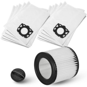   10x szintetikus porzsák és mosható szűrő KARCHER WD2 PLUS, WD3, SE 4001, SE 4002 porszívókhoz (2.863-314.0 / 6.414-552.0 / 6.959-130.0 cikkszámok kiváltására)