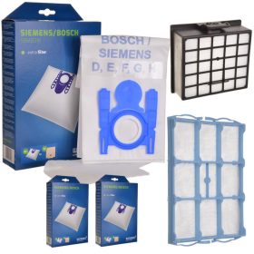   12 db szintetikus porzsák és HEPA szűrő készlet Bosch GL-30, Siemens porszívókhoz (SBMB01K, BBZ153HF, VZ01MSF cikkszámok kiváltására)
