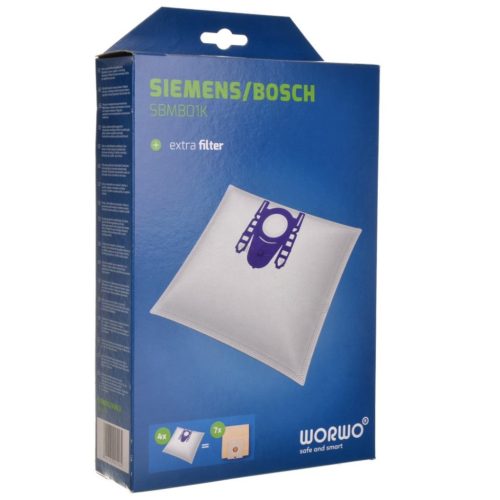 12 db szintetikus porzsák és HEPA szűrő készlet Bosch GL-30, Siemens porszívókhoz (SBMB01K, BBZ153HF, VZ01MSF cikkszámok kiváltására)