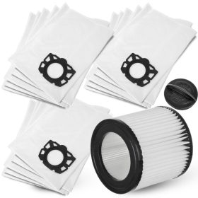   15x szintetikus porzsák és mosható szűrő KARCHER WD2 PLUS, WD3, SE 4001, SE 4002 porszívókhoz (2.863-314.0 / 6.414-552.0 / 6.959-130.0 cikkszámok kiváltására)