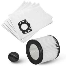   5 db szintetikus porzsák és mosható szűrő Karcher WD2 PLUS, WD3, SE 4001, SE 4002 porszívókhoz 2.863-314.0 / 6.414-552.0 / 6.959-130.0 cikkszámok kiváltására)