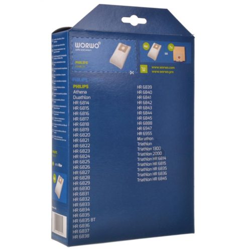8x szintetikus mikroszálas porzsák + 2x motorvédő szűrő Philips Triathlon 1400, Triathlon 2000, Athena és Duathlon porszívókhoz (PMB01K)