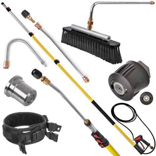 Teleszkópos Lanca SÁRGA 7,4 m + Napelemes panel, ablak és ereszcsatorna tisztító készlet Nilfisk, Stihl, Husqvarna kompatibilitással